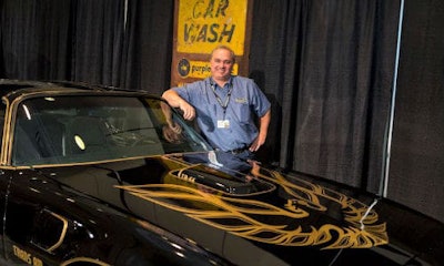 John Antoniadis and his Muscle Car Matchup winning Trans Am. He modeled the car after 'Blocker' from Smokey and the Bandit.