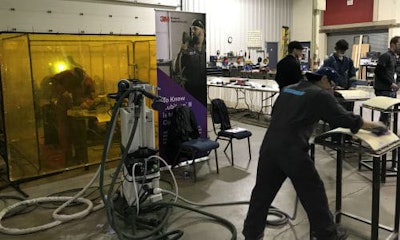 During the Autobody Repair competition in Saskatoon. The competition was held at the CNH Training Centre.