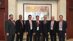 At the signing of the agreement between AIA Canada and CAMRA. From left: Mark Deroches and Mubasher Faruki of BCIT, Desmond Chan of Fix Auto, Fengling Wang of CAMRA, J.F. Champagne of AIA Canada, Bob Kirstiuk of Advantage Parts Solutions and Frank Liu of CAMRA.