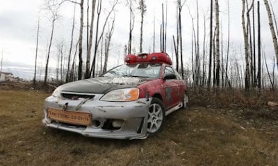 A Fort McMurray resident gave this Honda Civic a 'post-apocalyptic' look to honour the city's resilience during the fire of 2016.