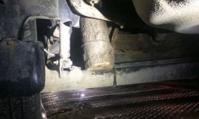 That log you see is not the result of a collision with a lumber mill. It was used, along with some chicken wire, to effect a suspension 'repair.' Yeah, we're terrified too.