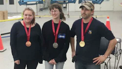 Medalists at the Nova Scotia Car Painting competition. From left: Alyse Nauss (bronze), Nicole Hamilton (silver) and Steve Bellefontaine (gold).