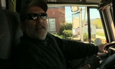 Al Pinheiro at the wheel of his truck, describing to a CTV reporter how he helped police stop Eric Amaral during a gunfight with the police. Photo by CTV News.