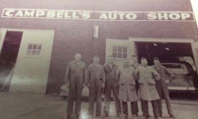 The team at Campbell's Auto Shop in Belleville in 1956. At this point, the shop had already been in operation for over four decades.