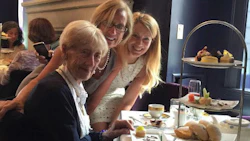 Nana (left) at a collision repair industry event in 2016, with her daughter, Gloria Mann, VP of Industry for Collision Repair magazine, and family friend Jeanette Smith.