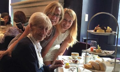 Nana (left) at a collision repair industry event in 2016, with her daughter, Gloria Mann, VP of Industry for Collision Repair magazine, and family friend Jeanette Smith.