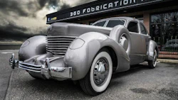The restored 1937 Huey Long Cord. The vehicle possesses distinctive styling and boasts technological advancements that wouldn’t be seen in many vehicles until the 1960s.