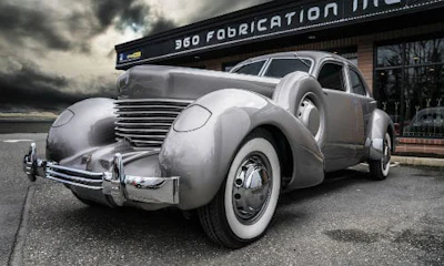The restored 1937 Huey Long Cord. The vehicle possesses distinctive styling and boasts technological advancements that wouldn’t be seen in many vehicles until the 1960s.