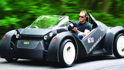 Local Motors’ 3-D printed car, Strati. It is electric and composed of just 50 parts. The complete body was printed out as a single part.