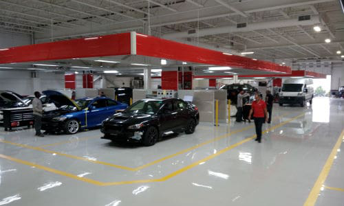 Inside the new home of European Autobody in Woodbridge, Ontario. The facility’s move included the installation of new equipment and processes from Symach.
