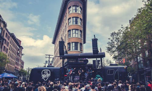 One of 360 Fabrication’s most noteworthy builds is the Red Bull Bus, the loudest rolling concert stage in North America.