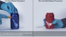 One of the videos provides a striking demonstration of the differences between using the official OEM procedure and a traditional repair by using aluminum cans.