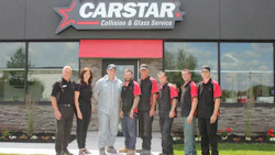 The team at CARSTAR Peterborough. From left: Jim and Cathy Shirtliff, Wayne Gilbert, Matt Laughlin, Dan Larocque, Mike Peterson, Daniel Mountenay and Alex Krampitz.