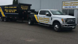 Collision Recyclers has a mobile plastic shredding unit to help the company carry away more damaged plastic bumpers, preventing them from building up in the shop.