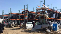 Edmonton police have released this photo, taken during the raid at Car Masters Collision, that recovered more than $7 million in stolen vehicles and parts.