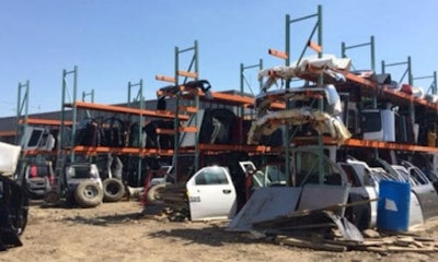 Edmonton police have released this photo, taken during the raid at Car Masters Collision, that recovered more than $7 million in stolen vehicles and parts.