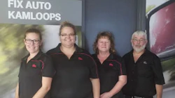 Some members of the team at Fix Auto Kamloops, including owner Steve Davidson (right).