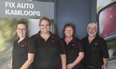 Some members of the team at Fix Auto Kamloops, including owner Steve Davidson (right).