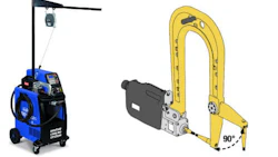 Arslan Automotive recently introduced the Blueweld SMART spot welder (left). The company has now announced availability of the SHARK A7 arm (right), designed to speed up welding in difficult to reach areas.