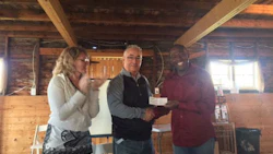 Lisa and Marc Honorat, founders of Haiti Arise, with Tom Bissonnette (centre). The organization has announced that construction of the teaching facility dedicated to collision repair will begin in January 2018.
