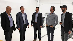 An investment group of car dealers recently opened the Northumberland Collision Centre. The owners are (From Left) Jim Proskos – Cobourg Mazda, Hank Vandermeer – Vandermeer Toyota, Nick Palalas – Cobourg Honda, Tyler Campbell – Cobourg Nissan and Bud Lauria – Lauria Hyundai, Lauria Volkswagen.