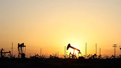 Oil rigs extract raw petroleum from the Earth.