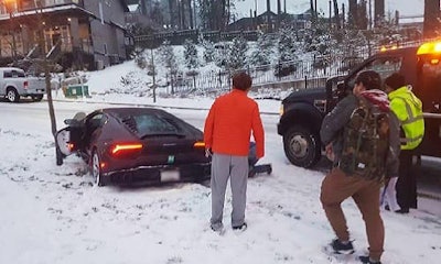 Lambo snow spin out