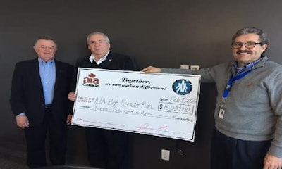 The AIA announced a $15,000 donation from its Ontario division to its foundation for kids.