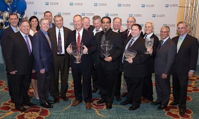 PPG and Painters Supply & Equipment Company representatives celebrate the 2017 Platinum Distributor of the Year Award.