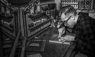 Alex Carmona’s artistry will give 2018 SEMA Show signage an authentic and unique look. [Photo by Dan Rioz Photography]