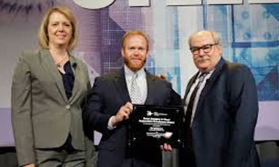 From left to right: Jody Hall, vice president, automotive market for SMDI; Automotive Excellence award recipient, Nic Goldsberry, senior design engineer at Honda and David Anderson, senior director, automotive market, SMDI.
