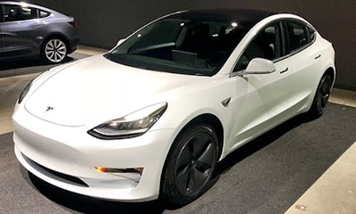The Tesla Model 3. In a shareholder letter, Tesla suggested this car may be easier to repair for Tesla Certified repair facilities.