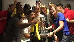 Unica's team celebrates their second-straight victory at the 16th annual Fix Network Cup of Soccer.