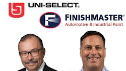 Uni-Select interim head André Courville with Chris Adams, FinishMaster's new president.