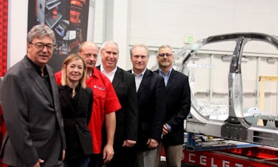 Celette and Chief executives pictured with Celette equipment.
