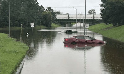 Flooded cars during Hurricane Harvey, Aug. 29, 2017. Photo via Wikimedia Commons, by urban.houstonian from Houston, TX