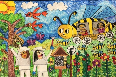 Eight-year-old Abraham Pramanik from East York, Ontario was inspired by nature and our planet’s food supply. Stressing the important role of pollination, he designed a “Bee Car” that builds beehives to ensure crops can continue to grow and people around the world will continue to have enough food. (Supplied by Toyota Canada).