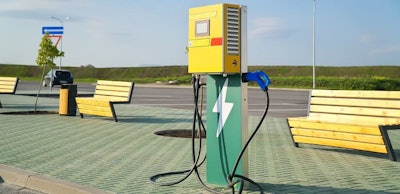 Electric car charging stantion.