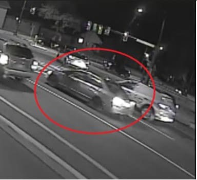 Traffic camera screenshot of suspect vehicle prior to hit-and-run incident. Provided by York Regional Police.
