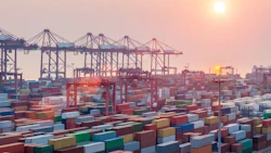 modern container terminal at dusk