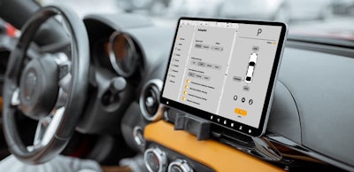 Car dashboard with a digital touchscreen