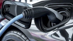 Electric car at charging station