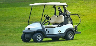 Golf carts on a golf course