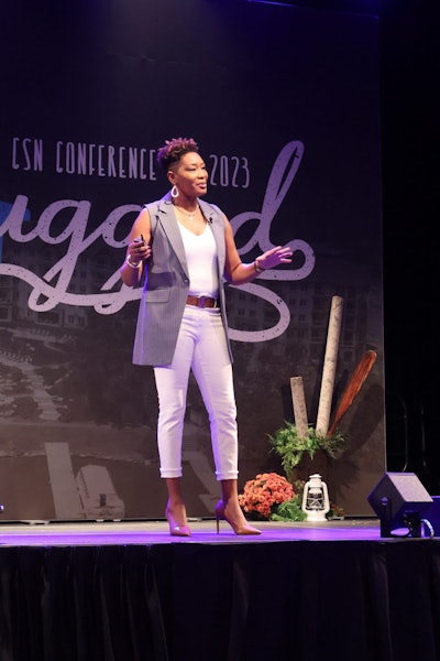 Risha Grant opens the morning’s speaker sessions with an enlightening conversation on diversity and inclusion.