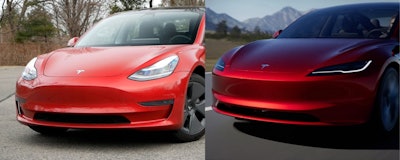 A 2021 Tesla Model 3 versus a revamped Tesla Model 3.