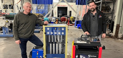 Chris Denny featured on the right meeting with Wade Foster on the left. (Image from Algonquin College News)