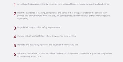 From the Insurance Bureau of Canada, the Tow Truck Driver and Operator Code of Conduct, as of Jan. 1, 2024.