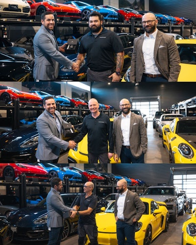 Nick Wong, Gary King and Joe Galletti receiving their watches.