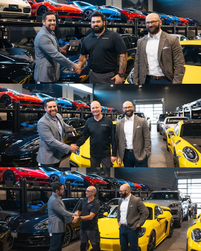Nick Wong, Gary King and Joe Galletti receiving their watches.