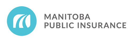 Manitoba Public Insurance logo with wave-like graphic in blue circle
